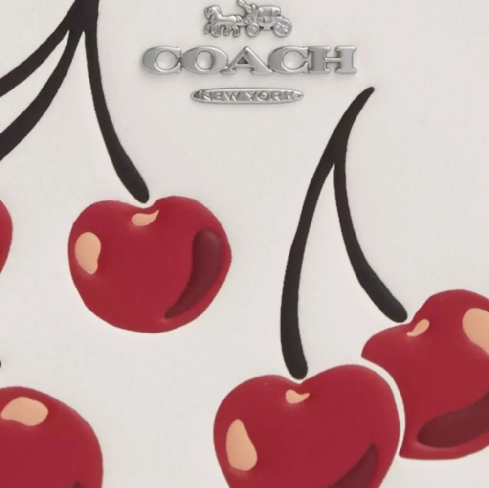 Coach Corner Zip Cherry Print Wristlet NWT - Picture 3 of 6